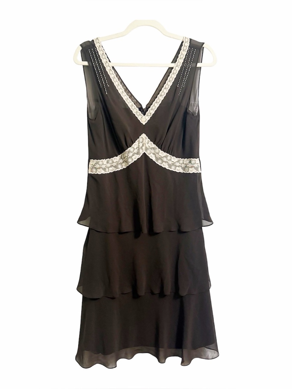 90s /y2k Vintage Liz Claiborne Fairy Style Brown layered sheer dress size 10